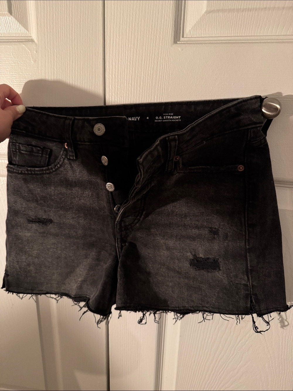 Old Navy Black Distressed Denim Shorts
